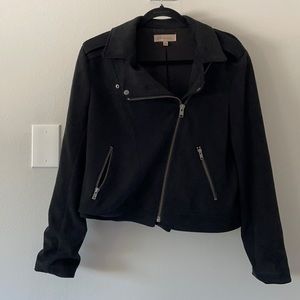 Black Moto Jacket - Suede like feel - Size L